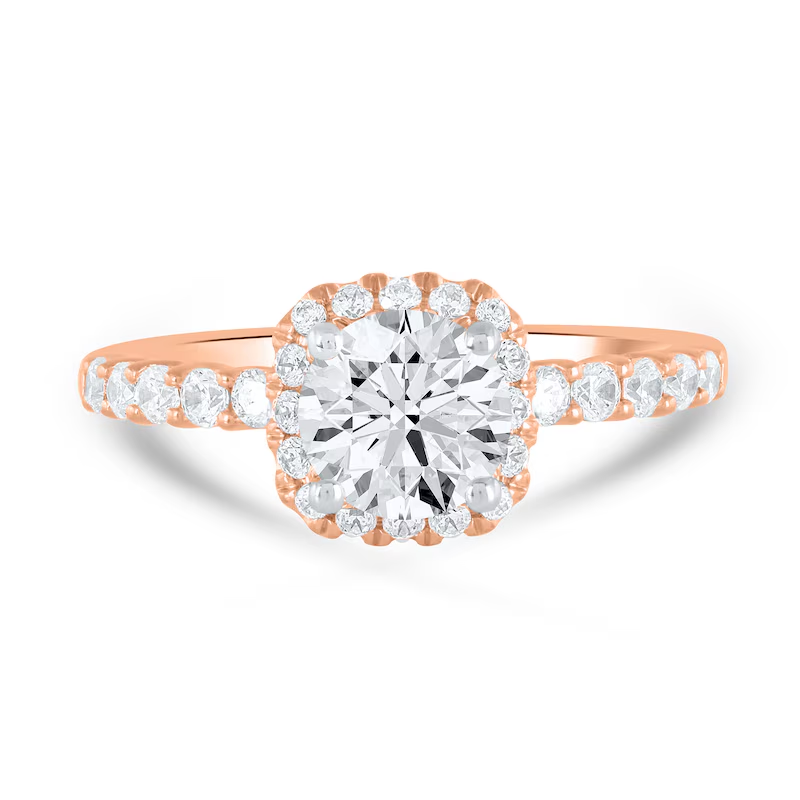 Anel de noivado em ouro rosa 14K, 1 a 3,5 CT.T.W., com diamantes criados em laboratório, redondos, VVS1-VS1, clareza 3EX, certificado IGI-4