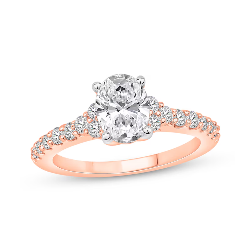 14K Rose Gold 1 to 3.5 CT.T.W. Oval Lab Created Diamond Engagement Ring D-VVS1 3EX IGI Certified-1