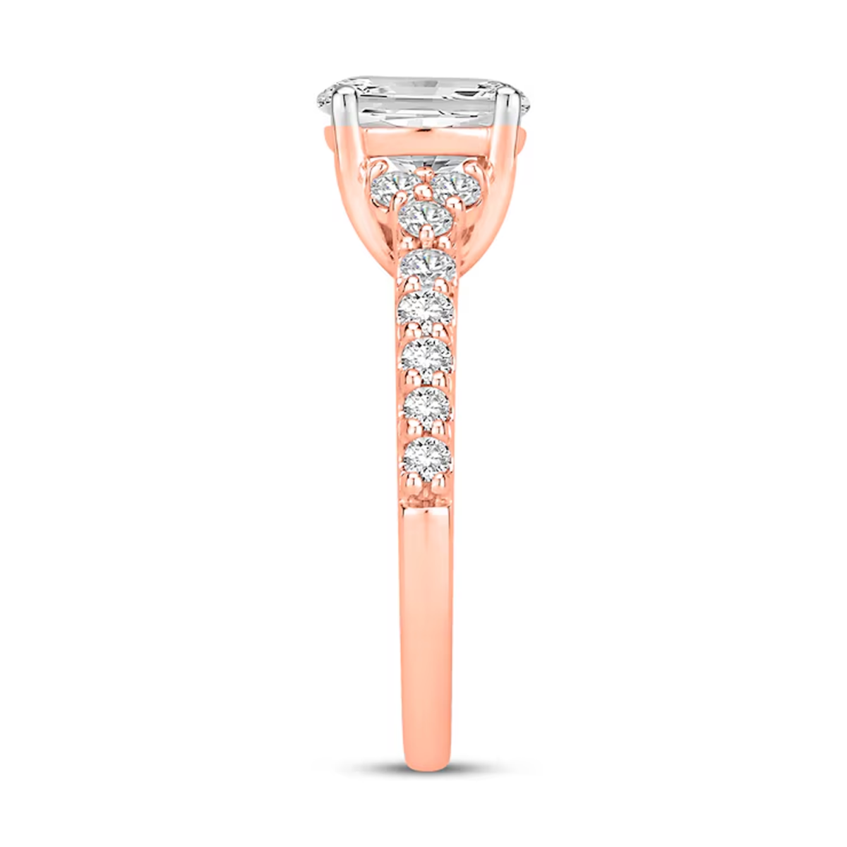 Alliance de couple en or rose 14 carats avec diamants taillés en ovale de 2 carats gravés en laboratoire-3