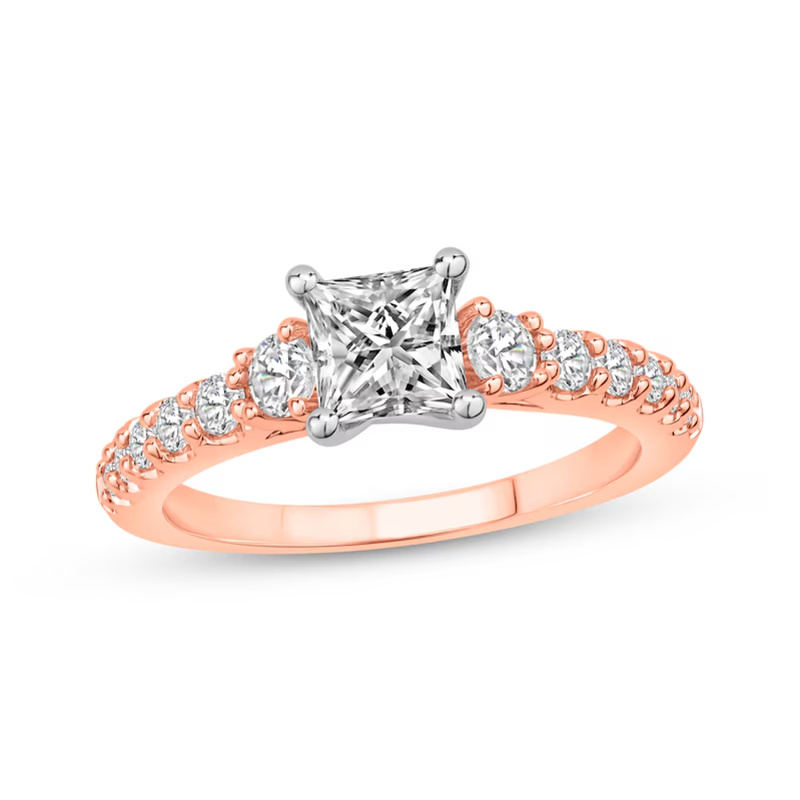 14K Rose Gold 1 to 3.5 CT. T.W Princess Lab Created Diamond Engagement Ring D VVS1-VS1 Clarity 3EX IGI Certified-1