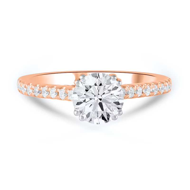 10K Rose Gold 1-1/3 CT Lab Created Diamond Custom Engraving & Couple Engagement Ring-3