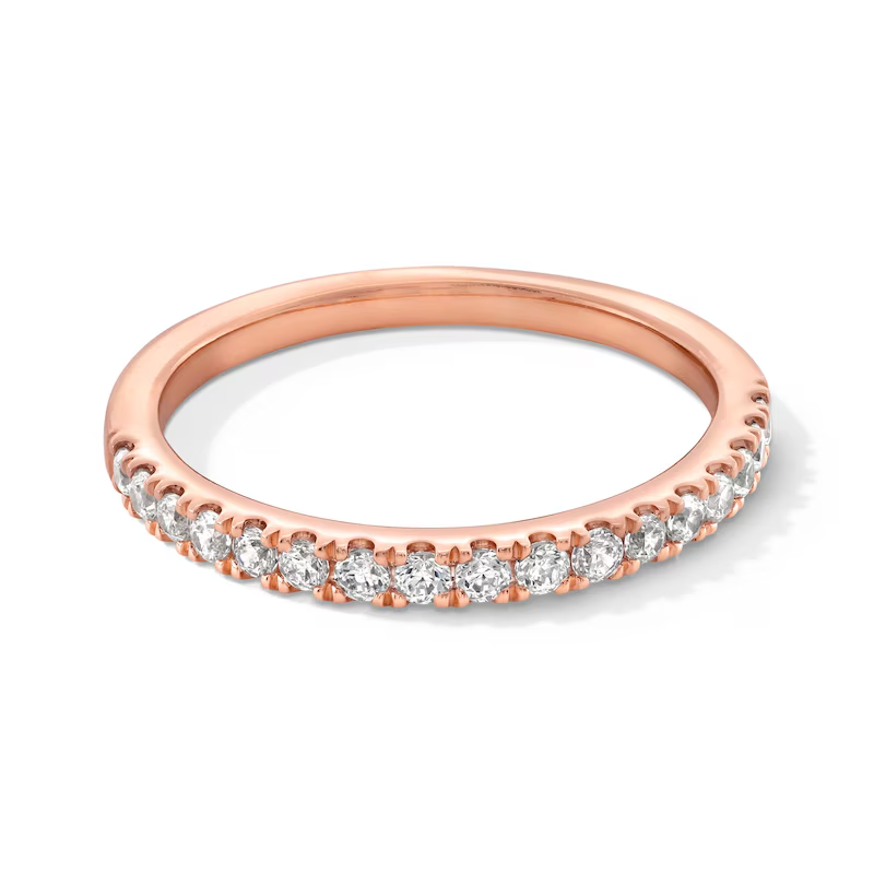 14 Karat Roségold 1/3 Karat Labordiamant Individuell gravierter Paar-Jubiläumsring-1