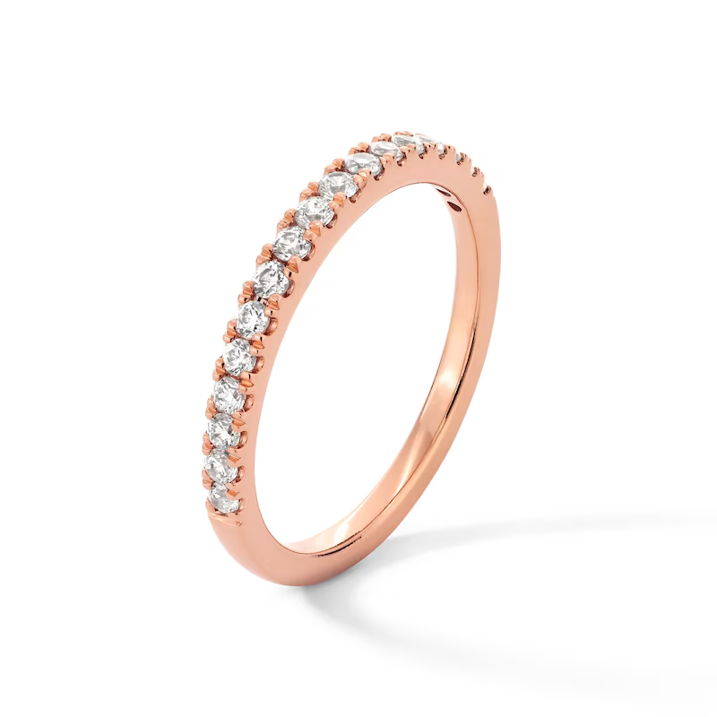 14 Karat Roségold 1/3 Karat Labordiamant Individuell gravierter Paar-Jubiläumsring-3