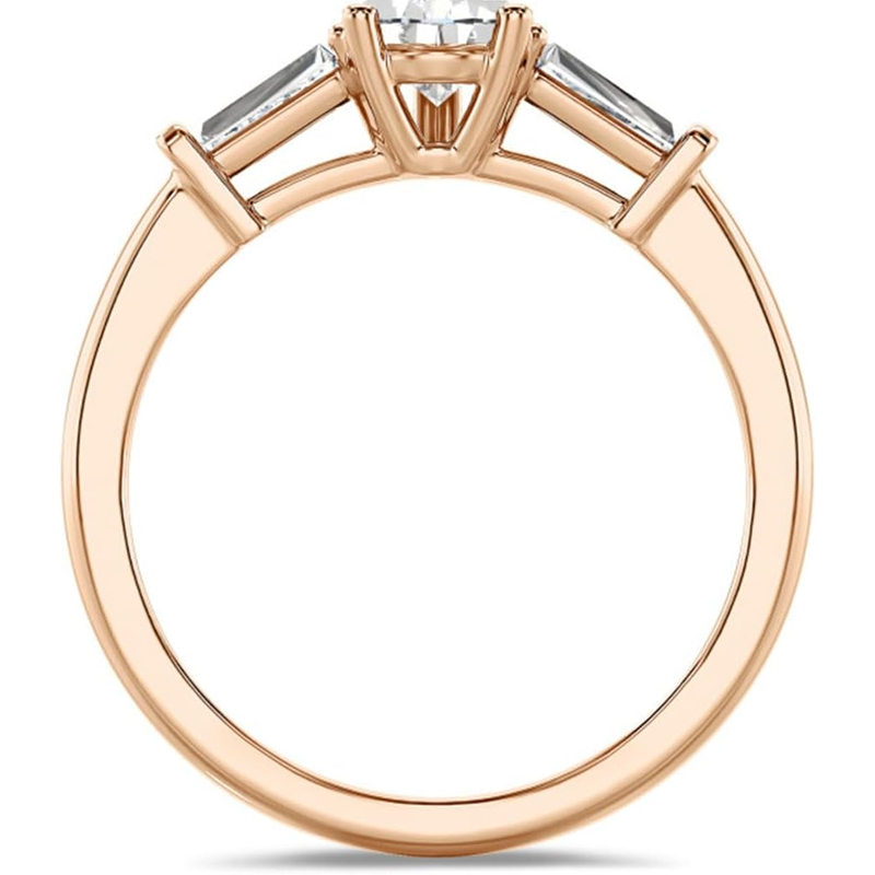 Anillo de compromiso de moissanita de corte pera de 1,5 quilates en oro rosa de 14 quilates-3