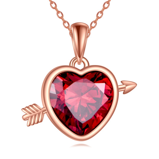 Halskette mit Pfeil-Herz-Anhänger aus Sterlingsilber mit rosévergoldetem Zirkonia