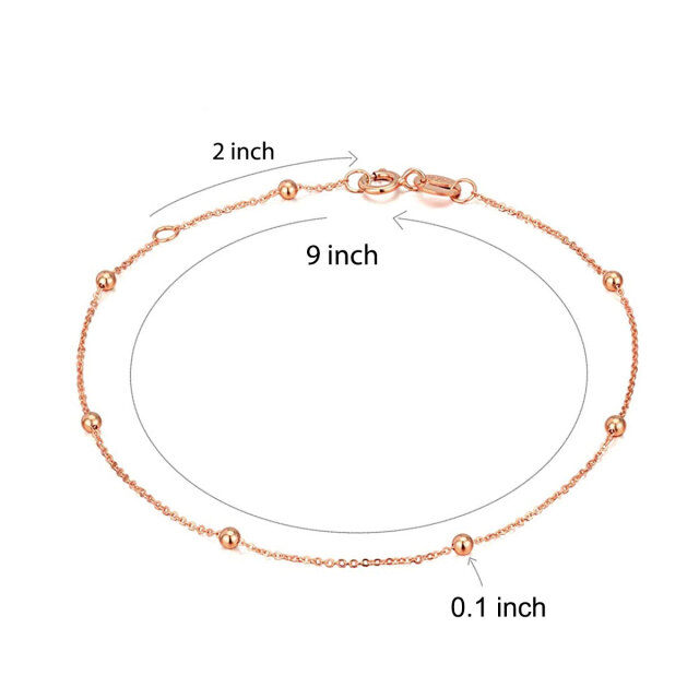 Bracciale a catena con stazione di perline in oro rosa 14 carati-3