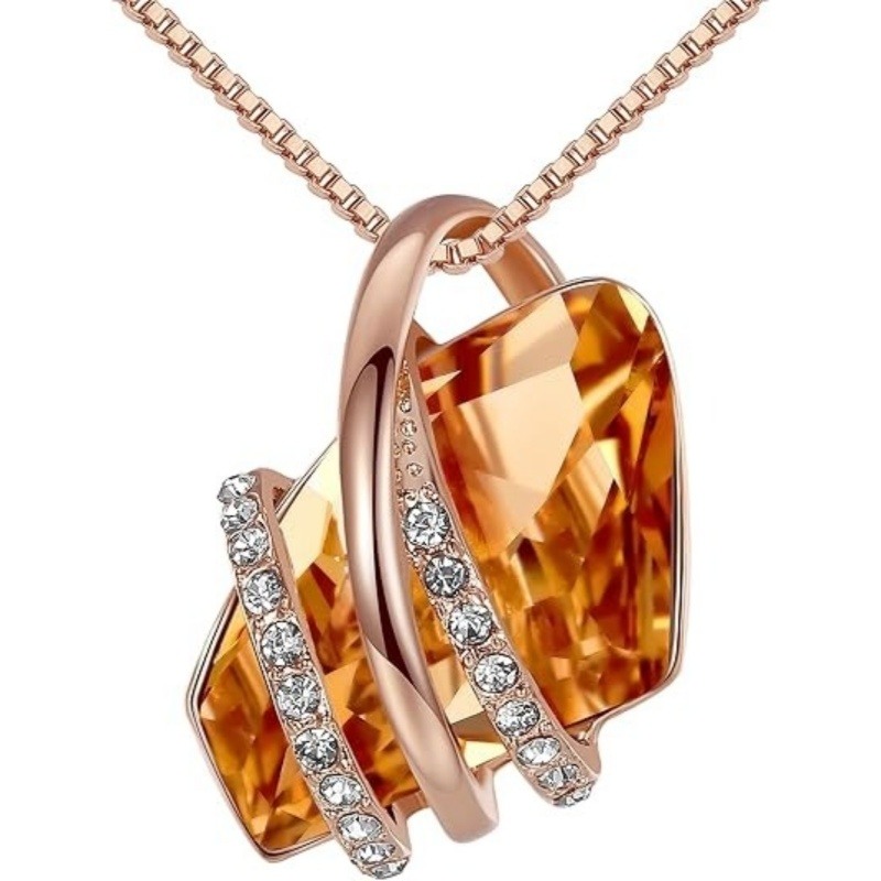 14K Rose Gold Birthstone Pendant Necklace-1