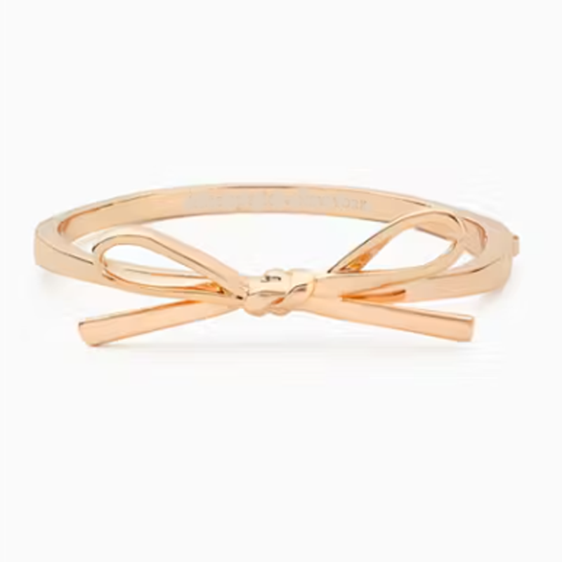 Sterling Silver with Rose Gold Plated Bow Pendant Bangle Bracelet-14