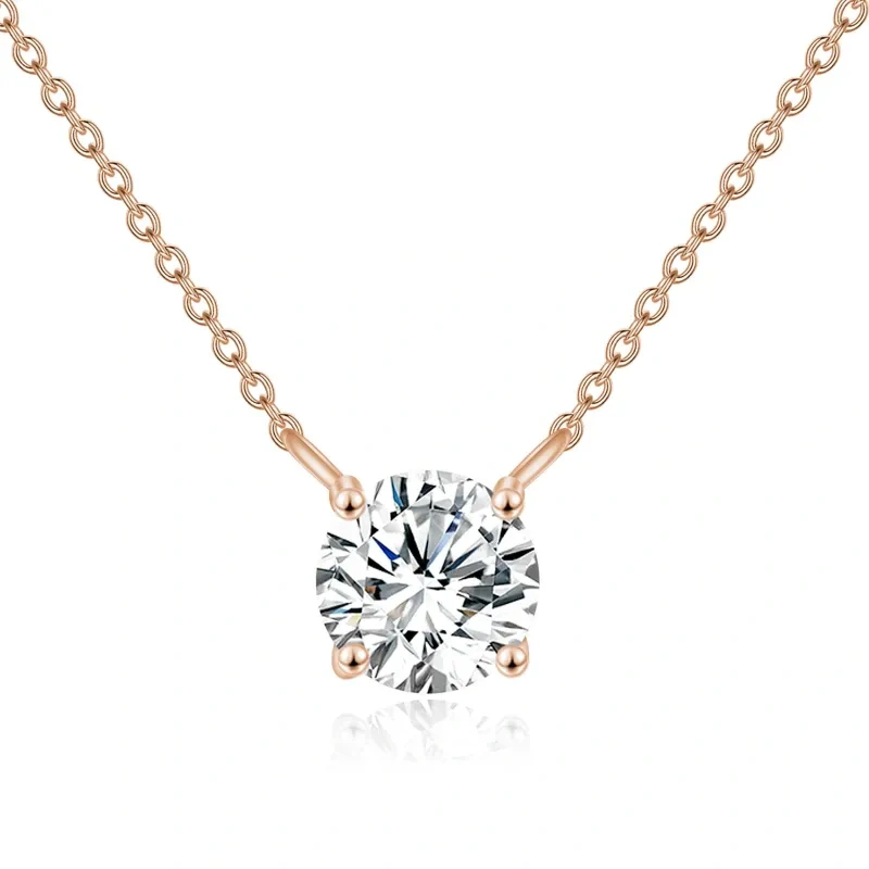 18K Rose Gold Circular Shaped Moissanite Pendant Necklace-1