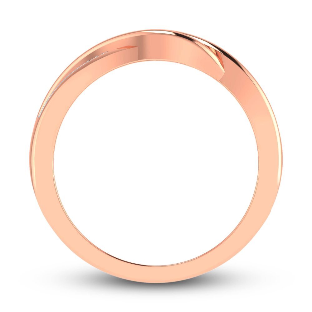 10K Roségold runder Moissanit Ehering mit personalisierter Gravur-4