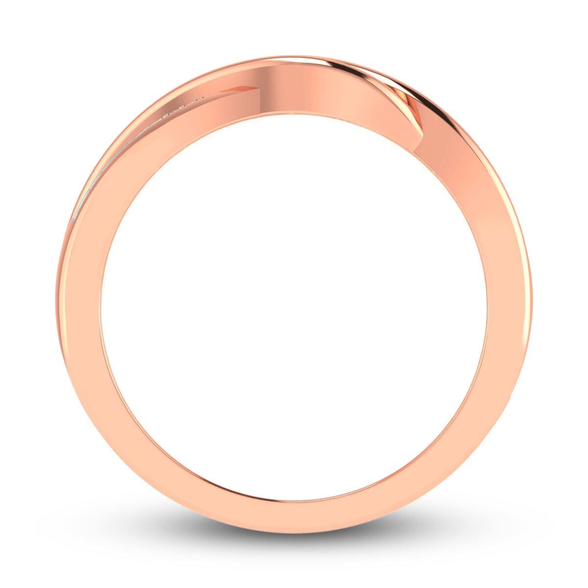 Anello nuziale in oro rosa 14K a forma di circolare con moissanite con incisione personalizzata-4