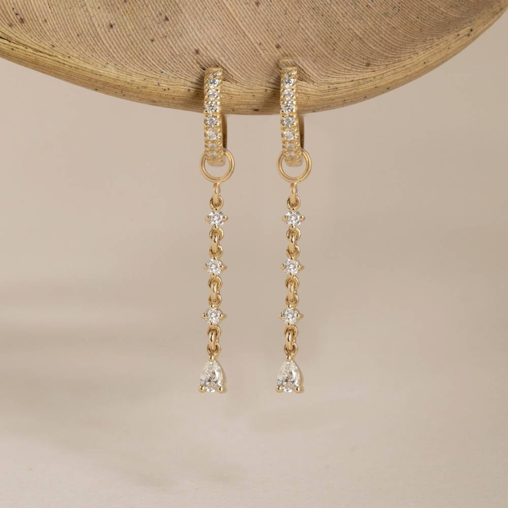 10K Rose Gold Circular & Pear Diamond Drop Earrings For Women-4