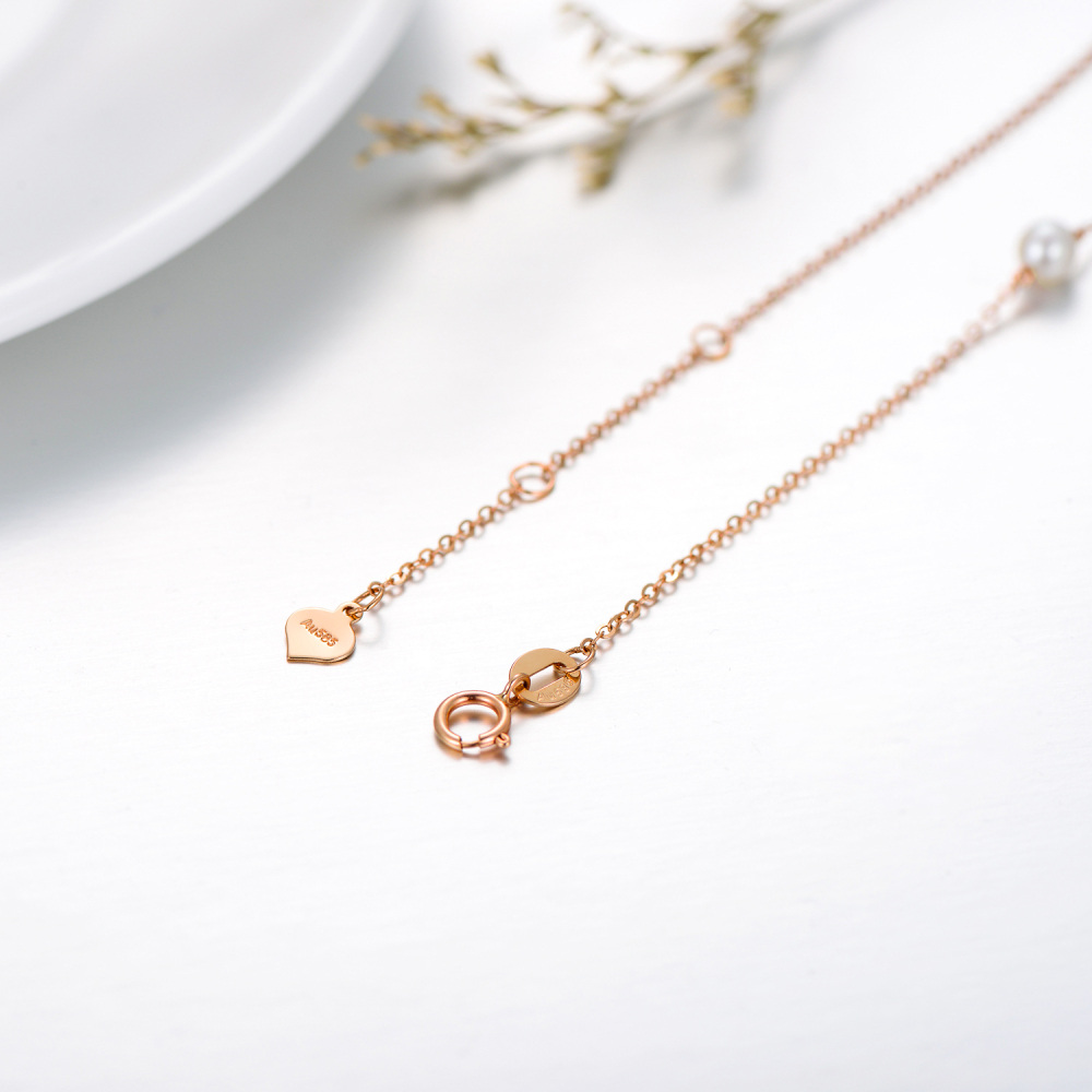 10K Rose Gold Circular Shaped Pearl Infinite Symbol Charm Bracelet-4