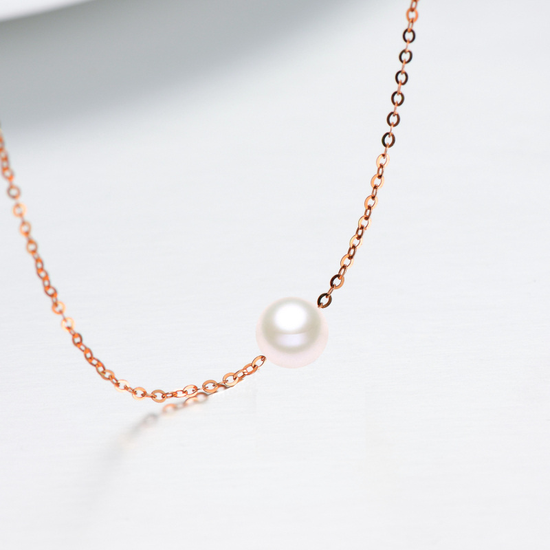 10K Rose Gold Circular Shaped Pearl Pendant Necklace-5