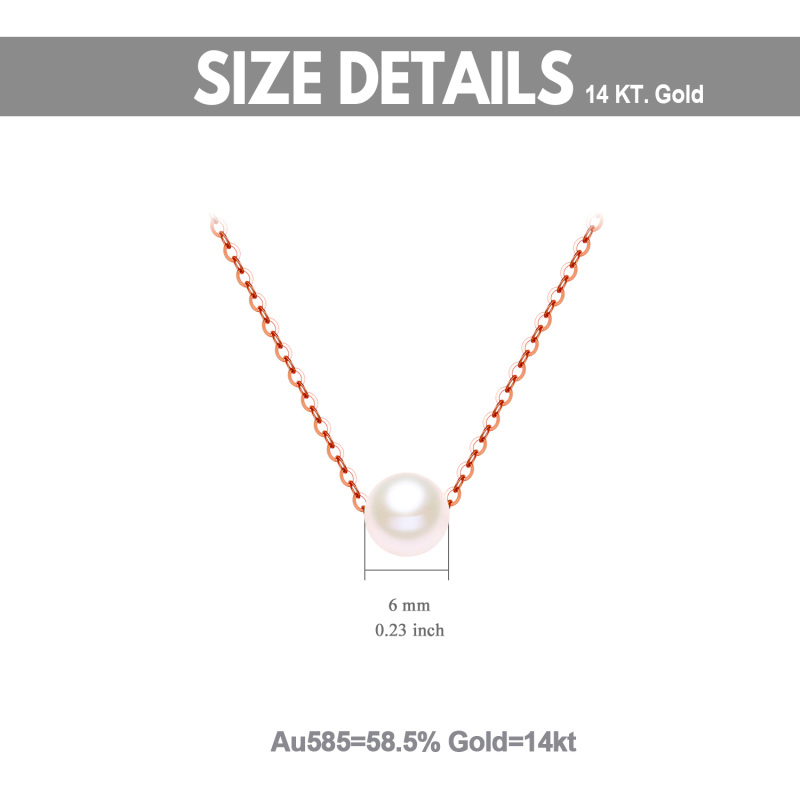 10K Rose Gold Circular Shaped Pearl Pendant Necklace-6
