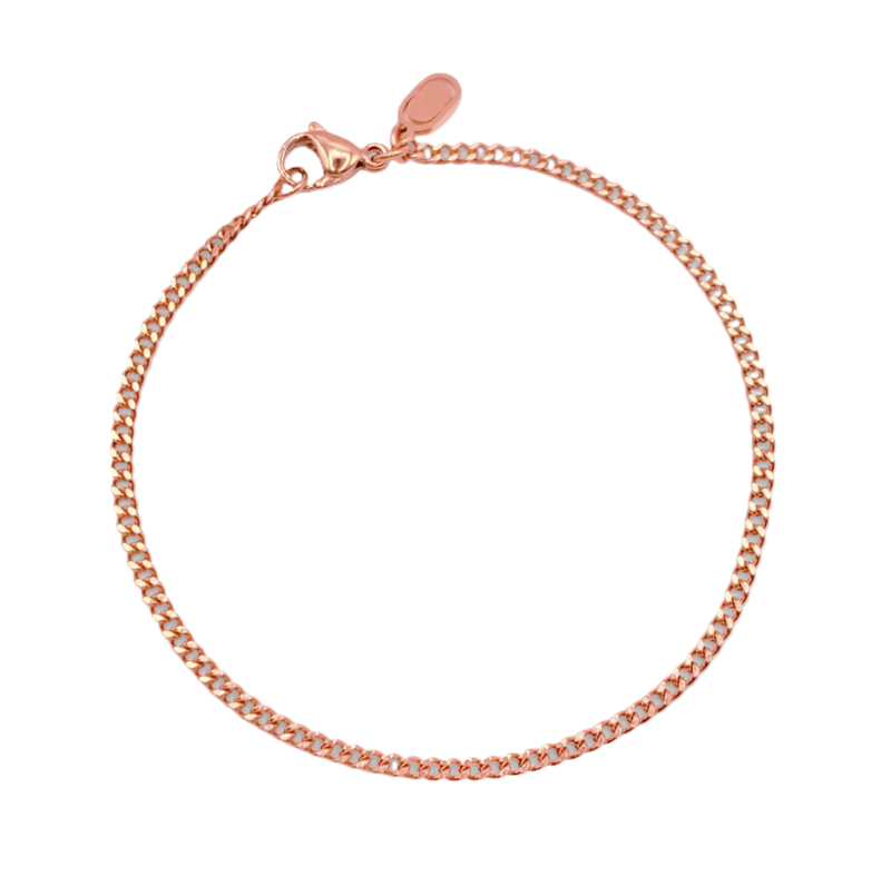 Sterling Silver with Rose Gold Plated Connell Link Chain 2mm-9