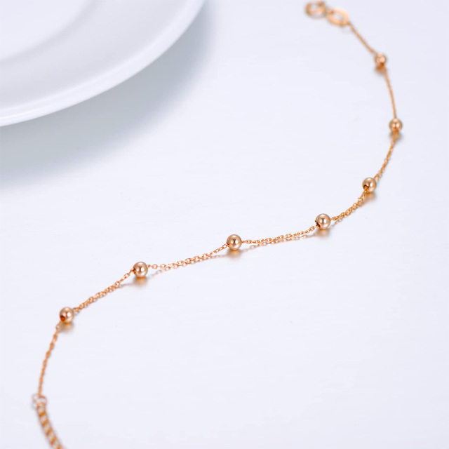 14K Rose Gold Couple Bead Station Chain Bracelet-4