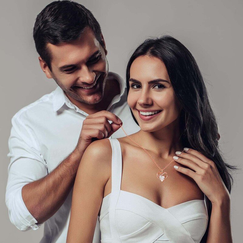 14K Rose Gold Personalized Birthstone Couple Grandmother Mother Sisters & Heart & Infinity Symbol Necklace-3