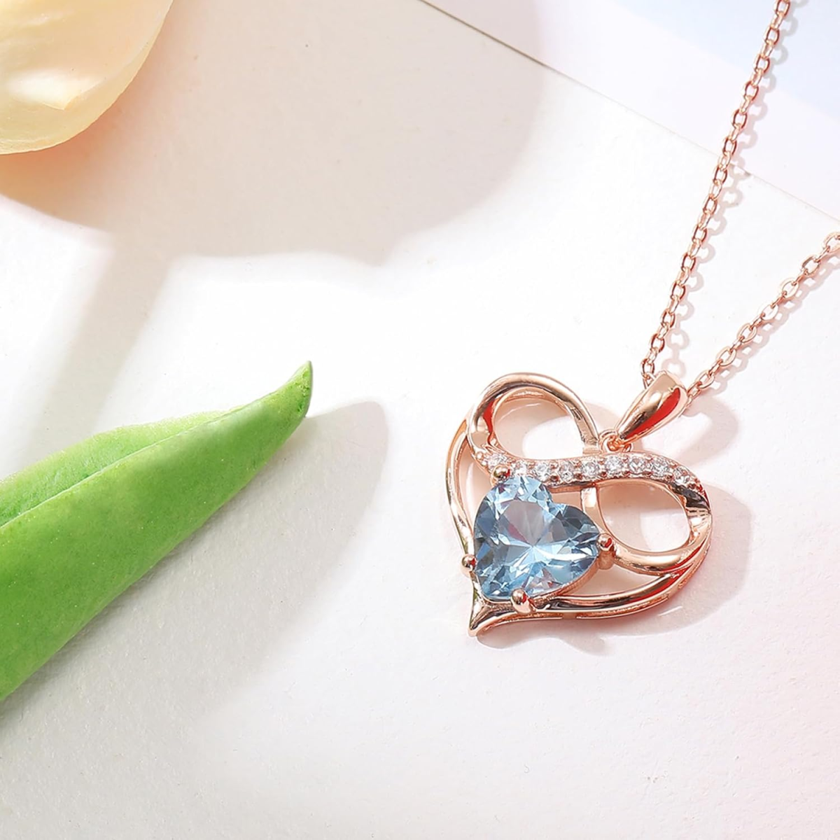 14K Rose Gold Personalized Birthstone Couple Grandmother Mother Sisters & Heart & Infinity Symbol Necklace-5