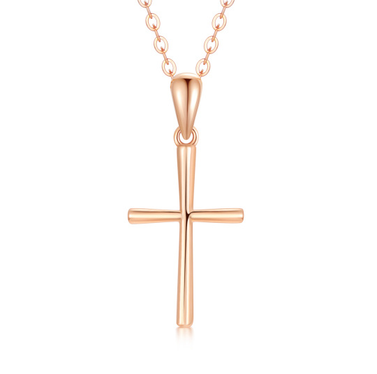 14K Rose Gold Cross Pendant Necklace