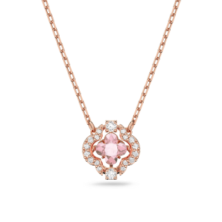 14K Rose Gold Crystal & Cubic Zirconia Four Leaf Clover Pendant Necklace-1