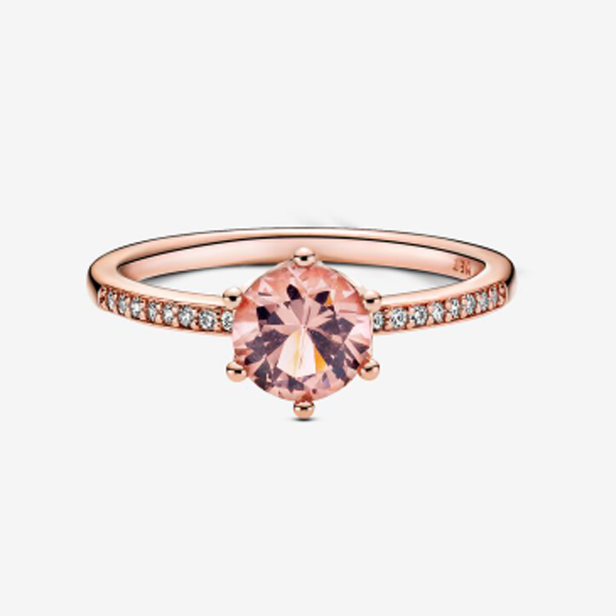 14K Rose Gold Crystal Personalized Engraving Ring for Women-1