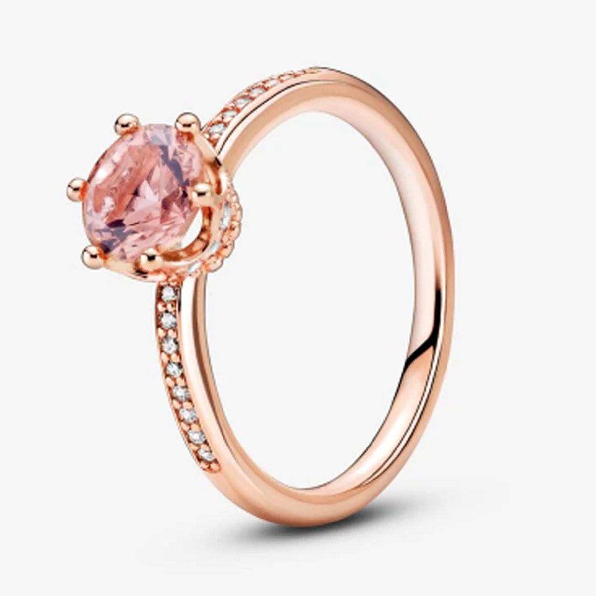 14K Rose Gold Crystal Personalized Engraving Ring for Women-2