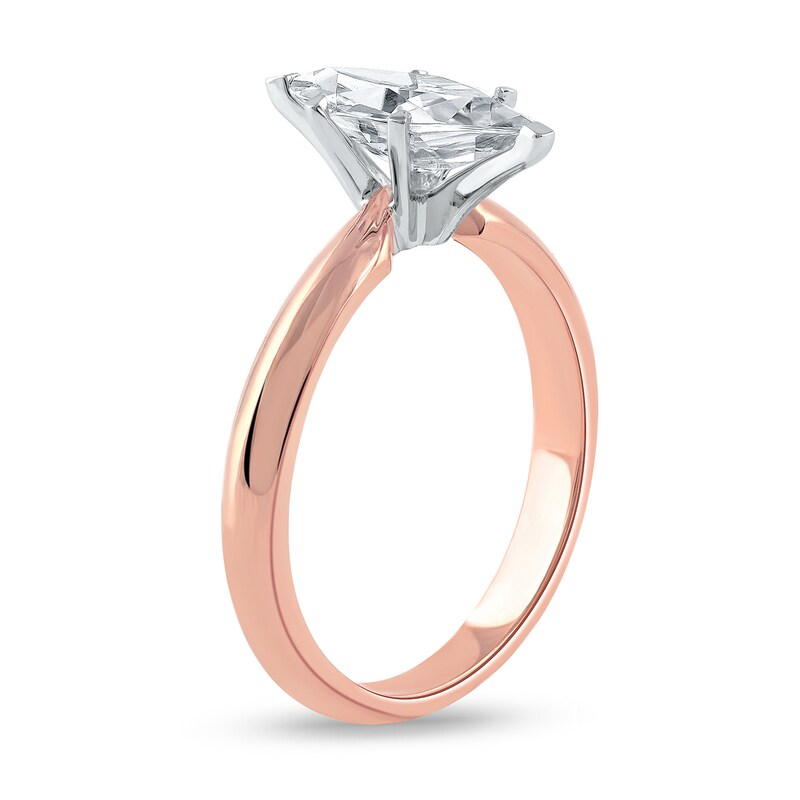 14K Rose Gold 1 CT Marquise Shaped Lab Created Diamond Custom Engraving Engagement Ring-3