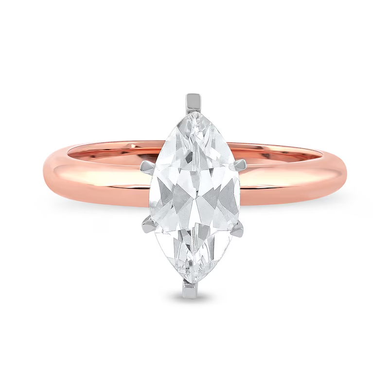 18K Rose Gold 1 CT Marquise Shaped Lab Created Diamond Custom Engraving Engagement Ring-4