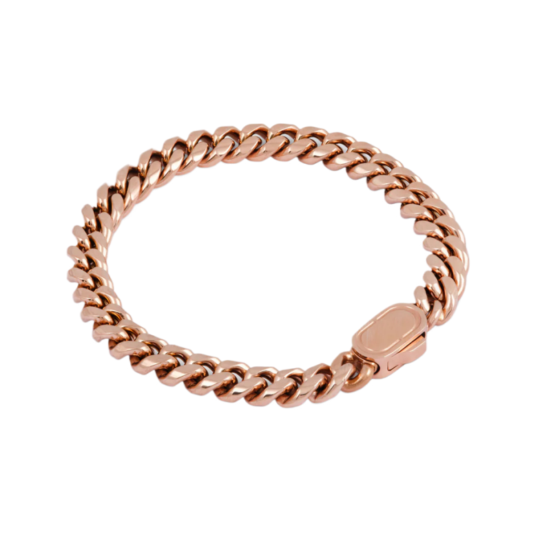 Sterling Silver with Rose Gold Plated Cuban Link Chain for Men 8mm-5