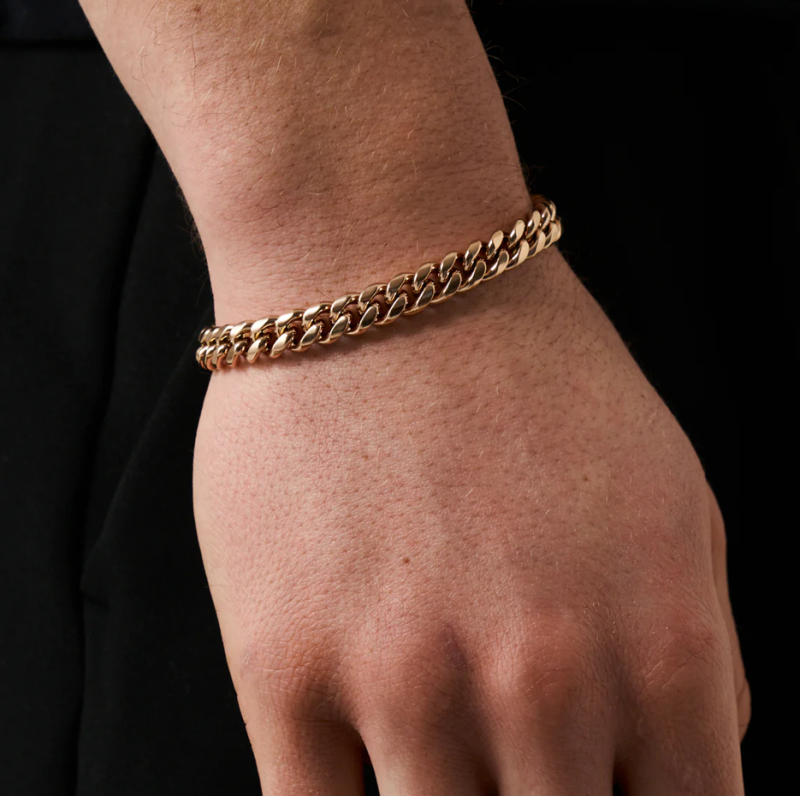 Sterling Silver with Rose Gold Plated Cuban Link Chain for Men 8mm-2