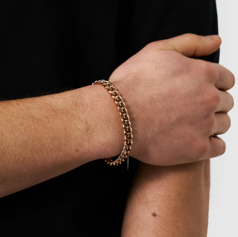 Sterling Silver with Rose Gold Plated Cuban Link Chain for Men 8mm-3