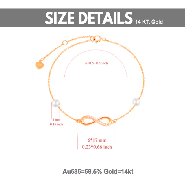 Bransoletka z 14-karatowego różowego złota z diamentami i perłami z symbolem nieskończoności-2