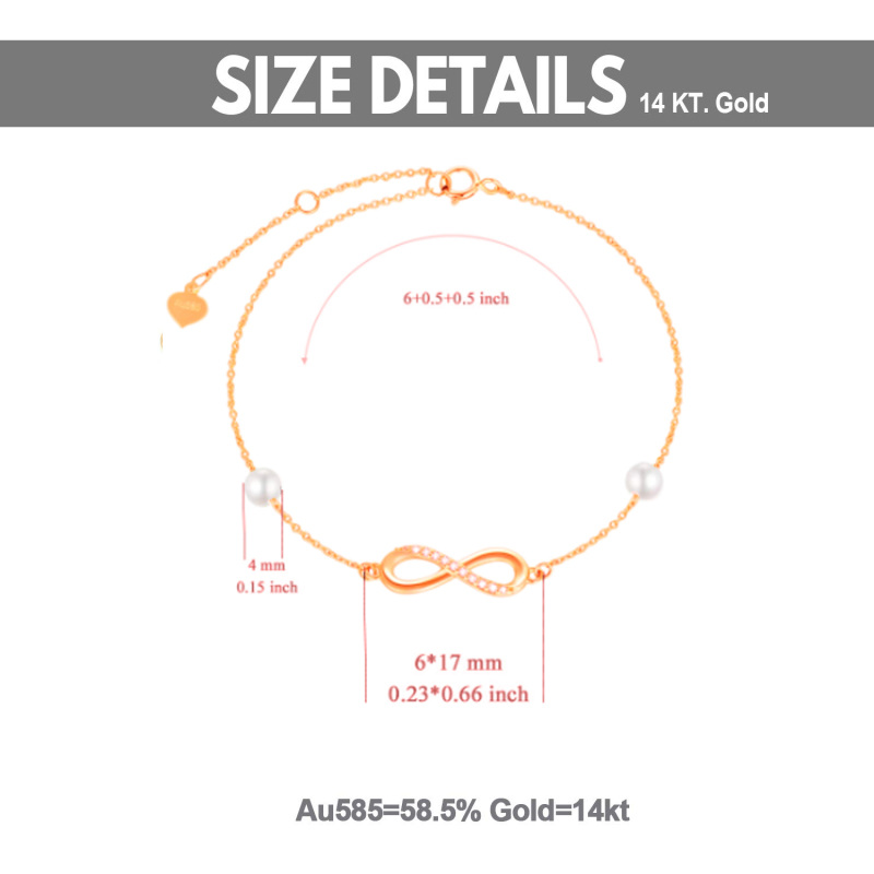 Bransoletka z zawieszką z symbolem nieskończoności z 14-karatowego różowego złota z diamentami i perłami-2