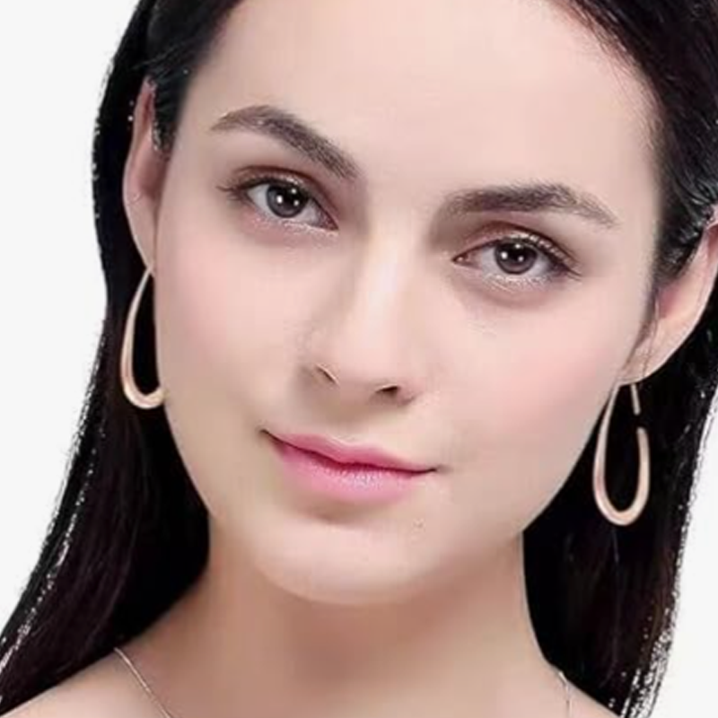 10K Rose Gold Drop Hoop Earrings for Women-3