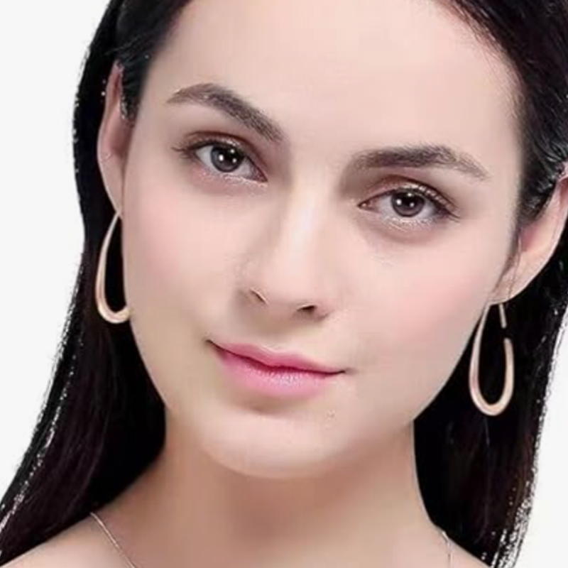 14K Rose Gold Drop Hoop Earrings for Women-3