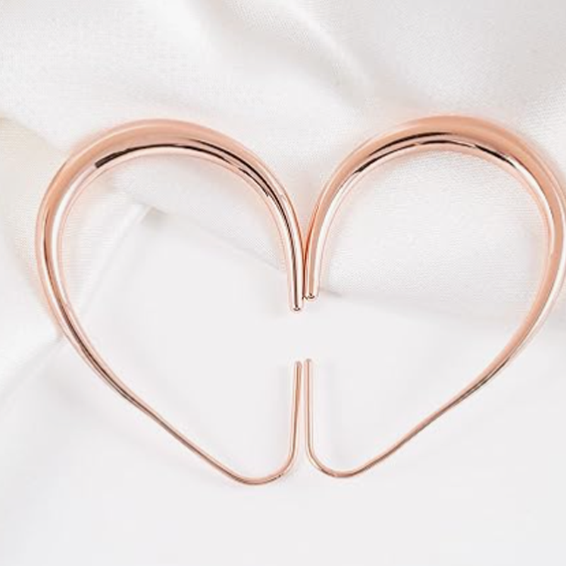 10K Rose Gold Drop Hoop Earrings for Women-4