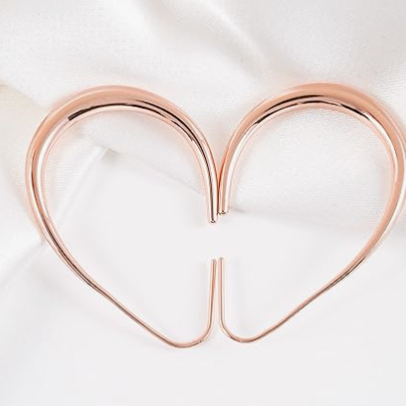 14K Rose Gold Drop Hoop Earrings for Women-4