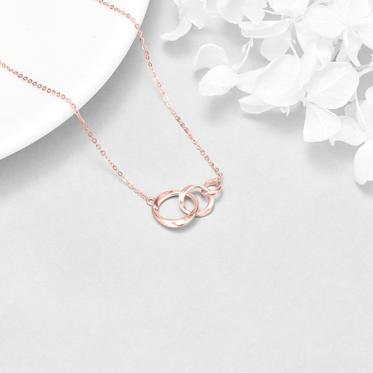 14K Rose Gold Generation Ring Circle Pendant Necklace-4