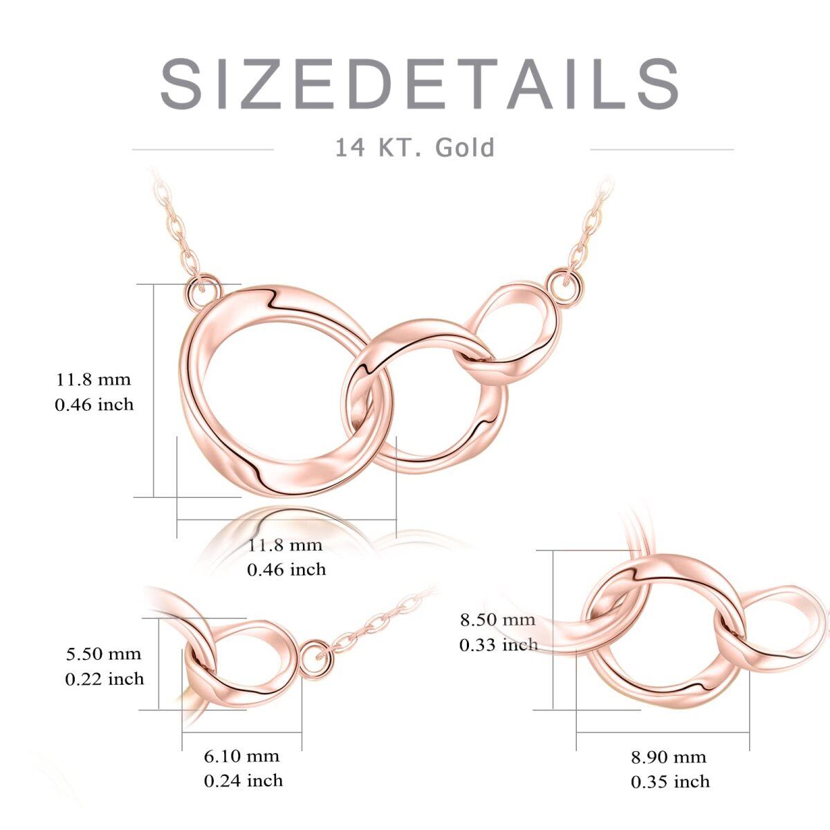 Collier à pendentif circulaire en or rose 14K avec anneau de génération-5