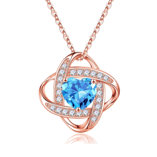 14K Rose Gold Heart Cut Personalized Birthstone Sisters Pendant Necklace-13