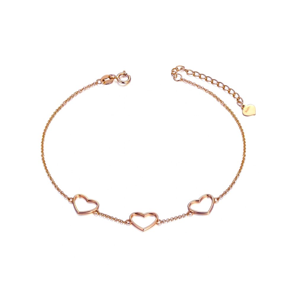 14K Rose Gold Herz Anhänger Armband-1