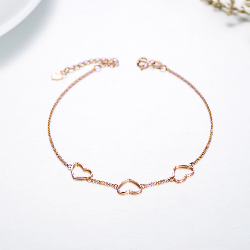 10K Rose Gold Herz Anhänger Armband-3