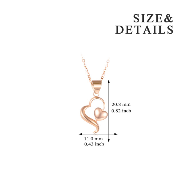 14K Rose Gold Heart With Heart Pendant Necklace-6