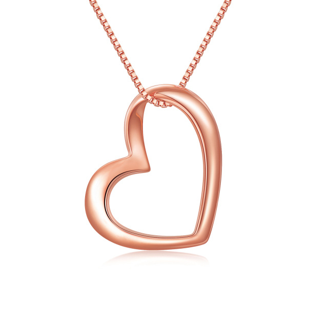 Colar com pingente de coração em ouro rosa 14K-1