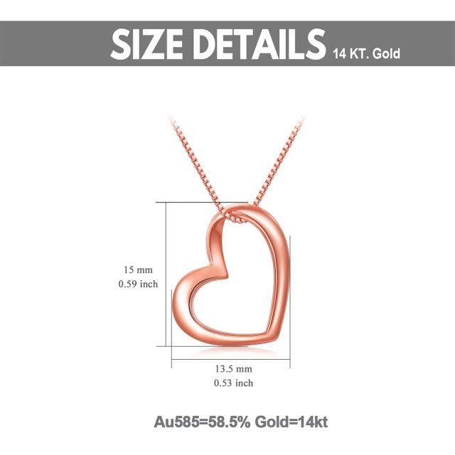 Halskette mit Herzanhänger aus 14 Karat Roségold-3