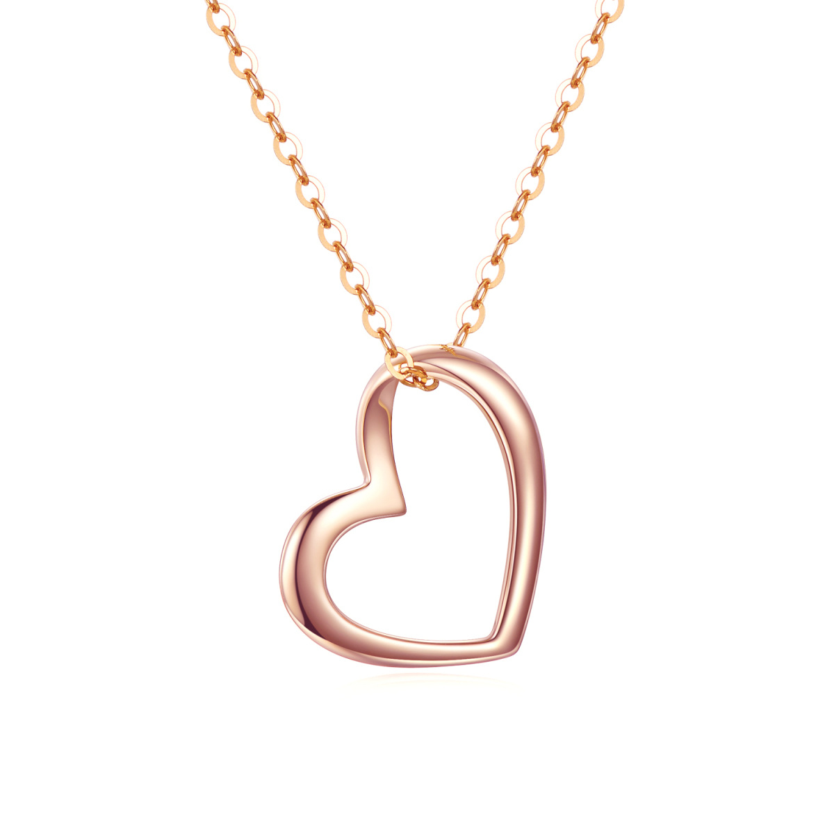 14K Rose Gold Herz-Anhänger Halskette-1