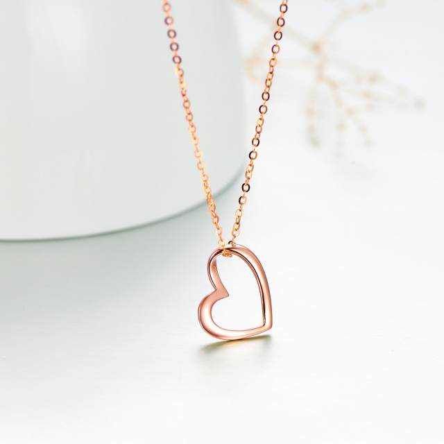 Collier avec pendentif en forme de coeur en or rose 14K-4