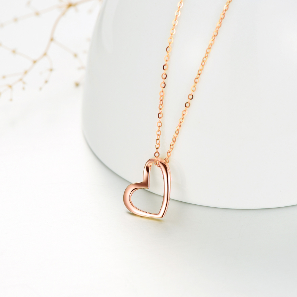 Colar com pingente de coração em ouro rosa 10K-6