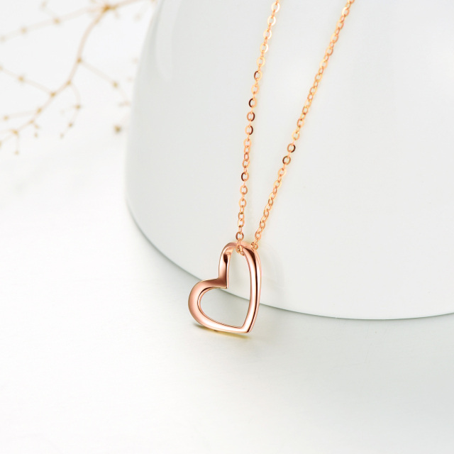 Collier avec pendentif en forme de coeur en or rose 14K-6